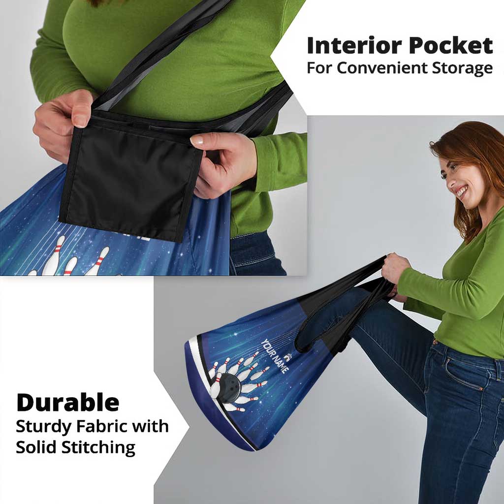 Custom Galaxy Bowling Grocery Bag with Striking Pins and Ball Design - Wonder Print Shop