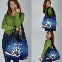 Custom Galaxy Bowling Grocery Bag with Striking Pins and Ball Design - Wonder Print Shop
