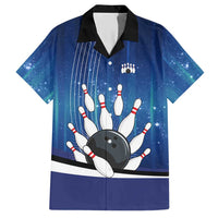 Custom Galaxy Bowling Hawaiian Shirt with Striking Pins and Ball Design - Wonder Print Shop
