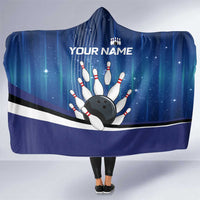 Custom Galaxy Bowling Hooded Blanket with Striking Pins and Ball Design - Wonder Print Shop