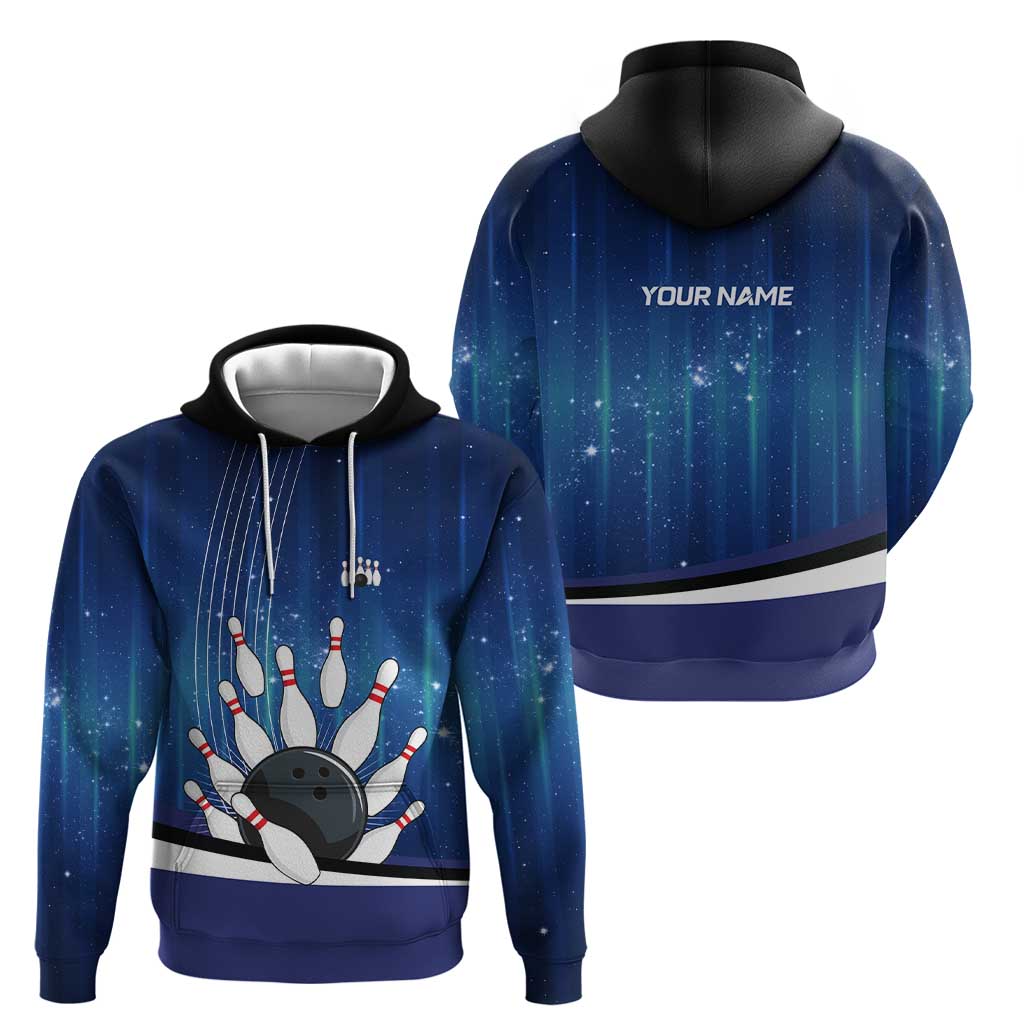 Custom Galaxy Bowling Hoodie with Striking Pins and Ball Design - Wonder Print Shop