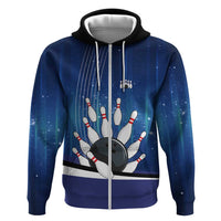 Custom Galaxy Bowling Hoodie with Striking Pins and Ball Design - Wonder Print Shop
