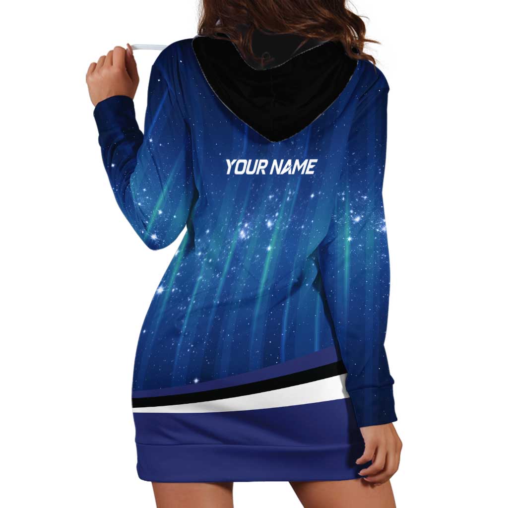 Custom Galaxy Bowling Hoodie Dress with Striking Pins and Ball Design - Wonder Print Shop