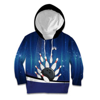 Custom Galaxy Bowling Kid Hoodie with Striking Pins and Ball Design - Wonder Print Shop