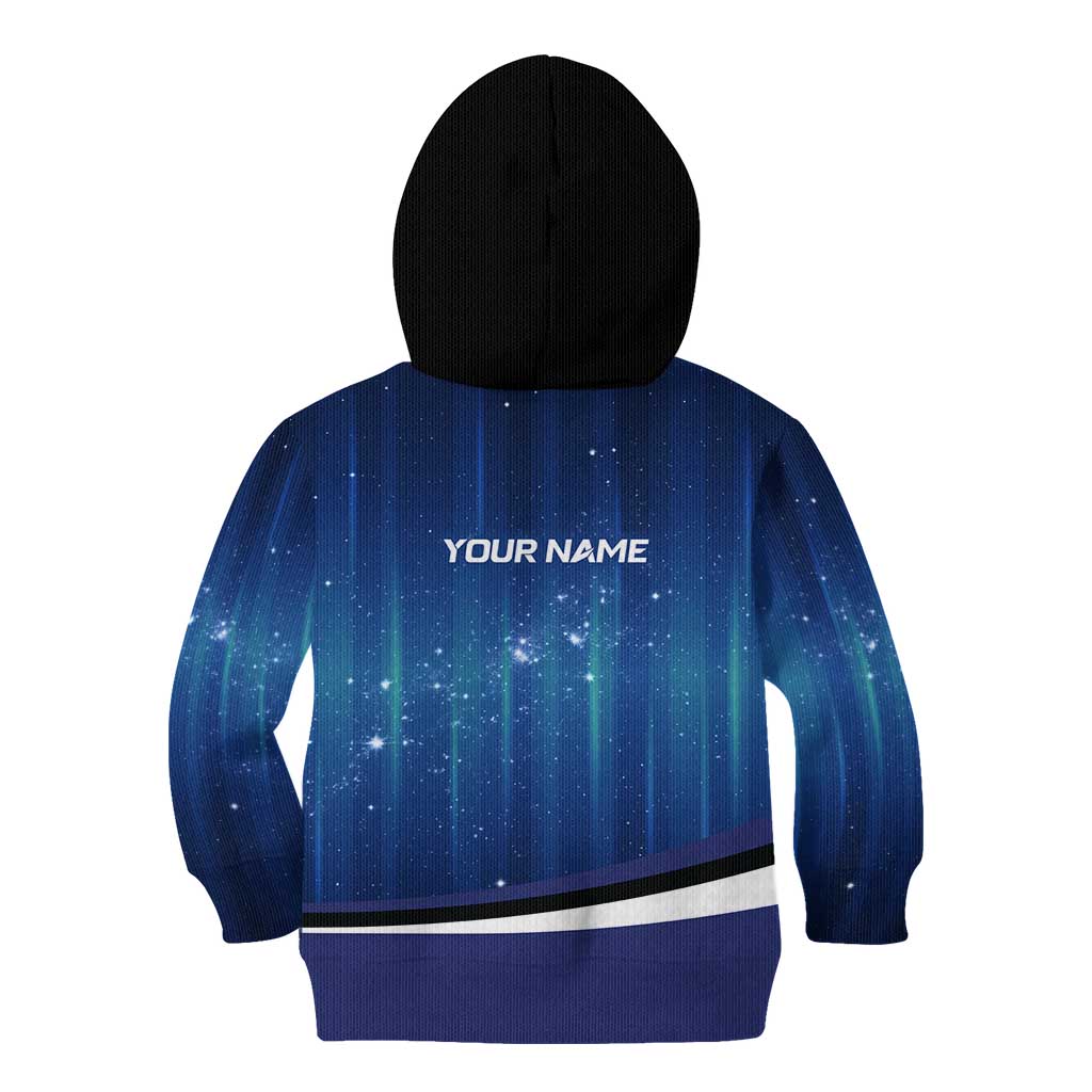 Custom Galaxy Bowling Kid Hoodie with Striking Pins and Ball Design - Wonder Print Shop