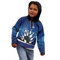 Custom Galaxy Bowling Kid Hoodie with Striking Pins and Ball Design - Wonder Print Shop