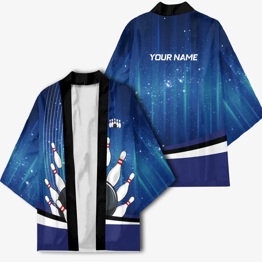 Custom Galaxy Bowling Kimono with Striking Pins and Ball Design - Wonder Print Shop