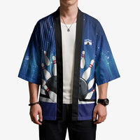 Custom Galaxy Bowling Kimono with Striking Pins and Ball Design - Wonder Print Shop