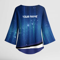 Custom Galaxy Bowling Kimono Sleeve Blouse with Striking Pins and Ball Design - Wonder Print Shop