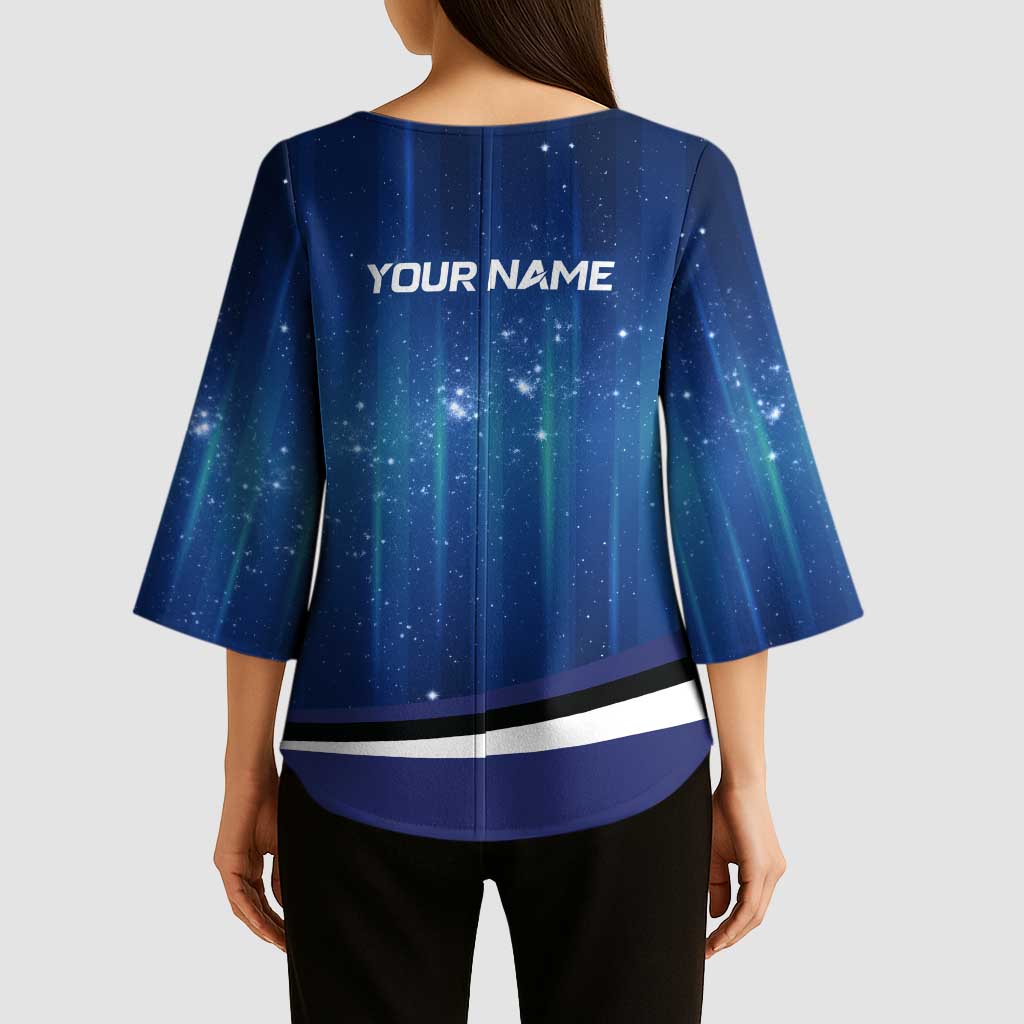 Custom Galaxy Bowling Kimono Sleeve Blouse with Striking Pins and Ball Design - Wonder Print Shop