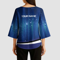 Custom Galaxy Bowling Kimono Sleeve Blouse with Striking Pins and Ball Design - Wonder Print Shop