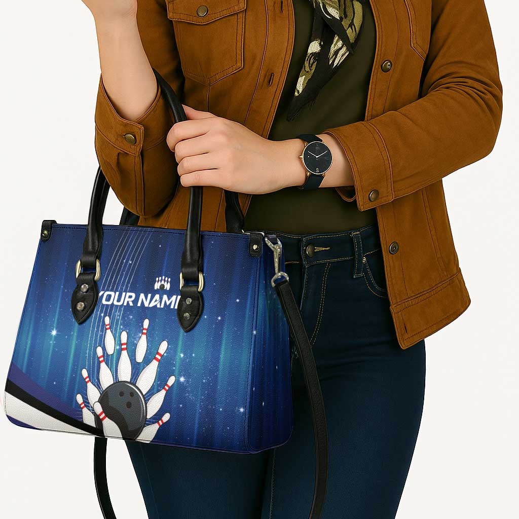 Custom Galaxy Bowling Leather Bag with Striking Pins and Ball Design - Wonder Print Shop