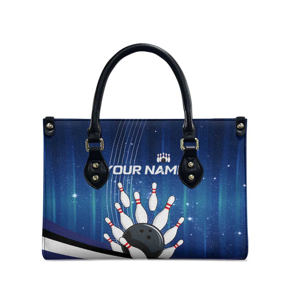 Custom Galaxy Bowling Leather Bag with Striking Pins and Ball Design - Wonder Print Shop