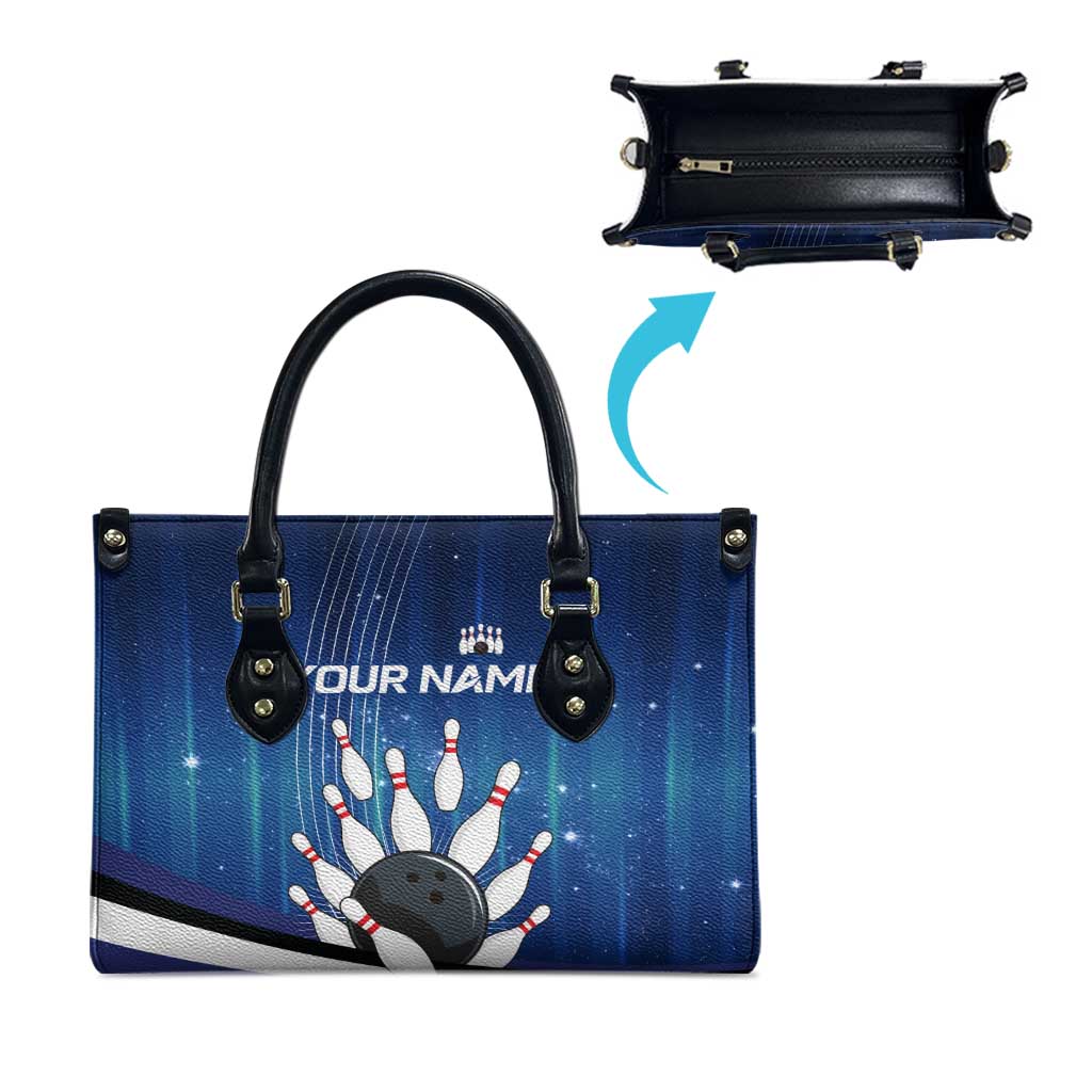 Custom Galaxy Bowling Leather Bag with Striking Pins and Ball Design - Wonder Print Shop