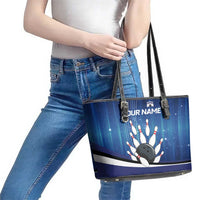 Custom Galaxy Bowling Leather Tote Bag with Striking Pins and Ball Design - Wonder Print Shop