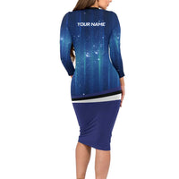 Custom Galaxy Bowling Long Sleeve Bodycon Dress with Striking Pins and Ball Design - Wonder Print Shop