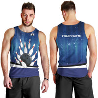 Custom Galaxy Bowling Men Tank Top with Striking Pins and Ball Design - Wonder Print Shop