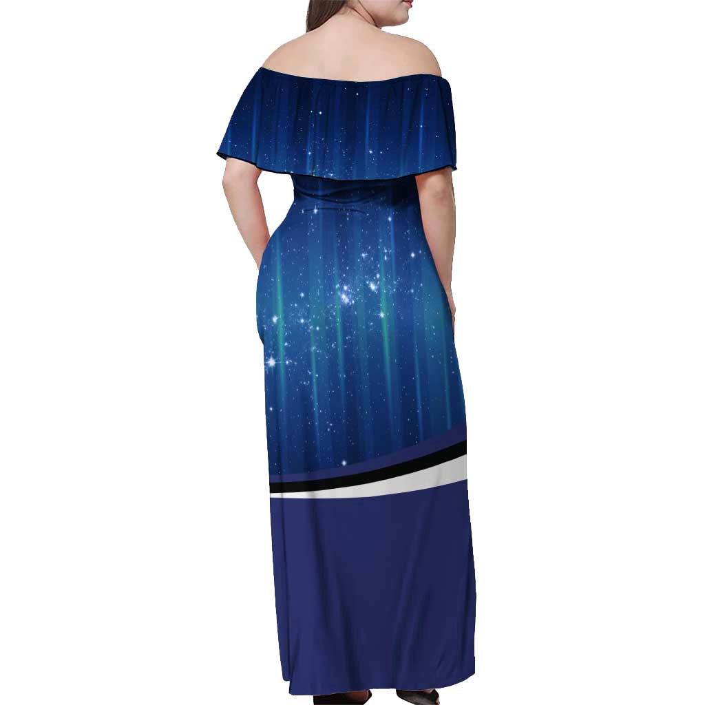 Custom Galaxy Bowling Off Shoulder Maxi Dress with Striking Pins and Ball Design - Wonder Print Shop