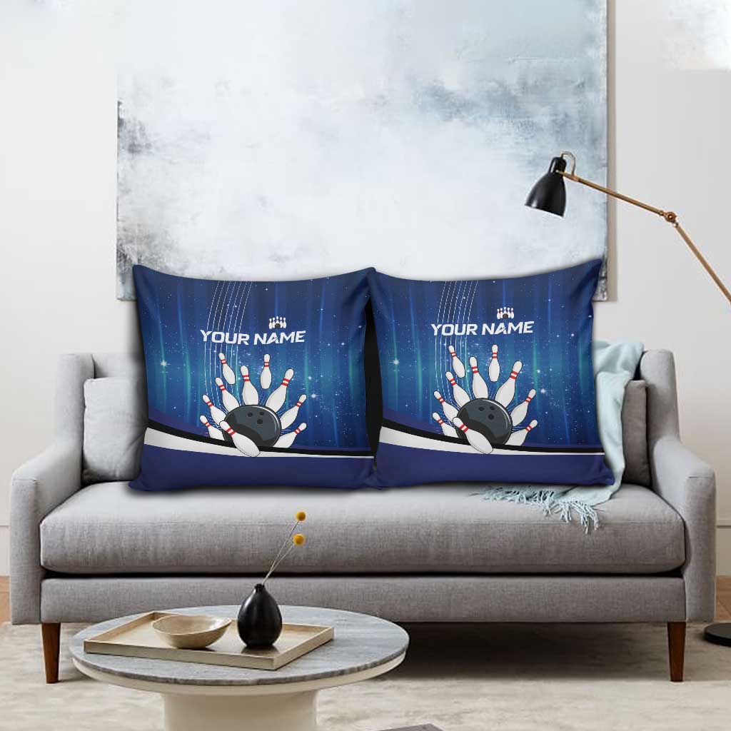 Custom Galaxy Bowling Pillow Cover with Striking Pins and Ball Design - Wonder Print Shop
