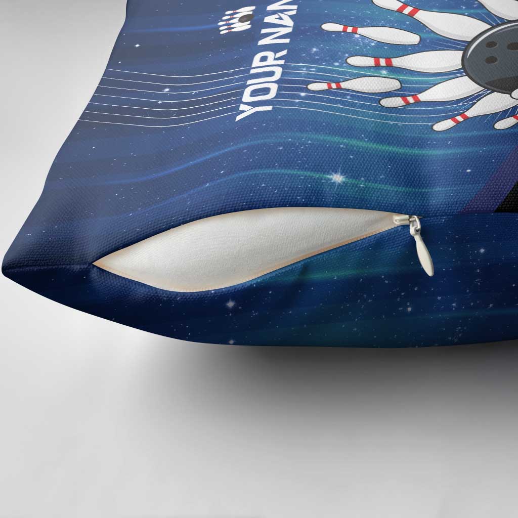 Custom Galaxy Bowling Pillow Cover with Striking Pins and Ball Design - Wonder Print Shop