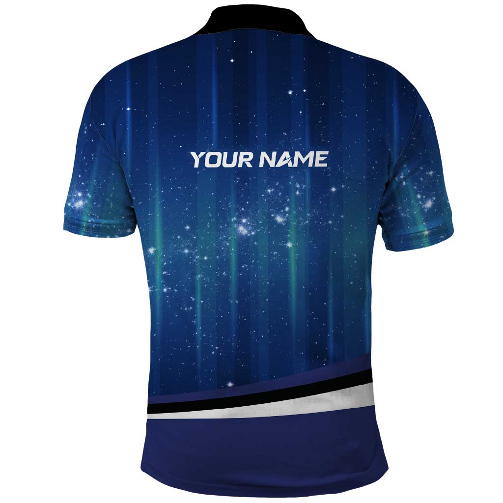 Custom Galaxy Bowling Polo Shirt with Striking Pins and Ball Design - Wonder Print Shop