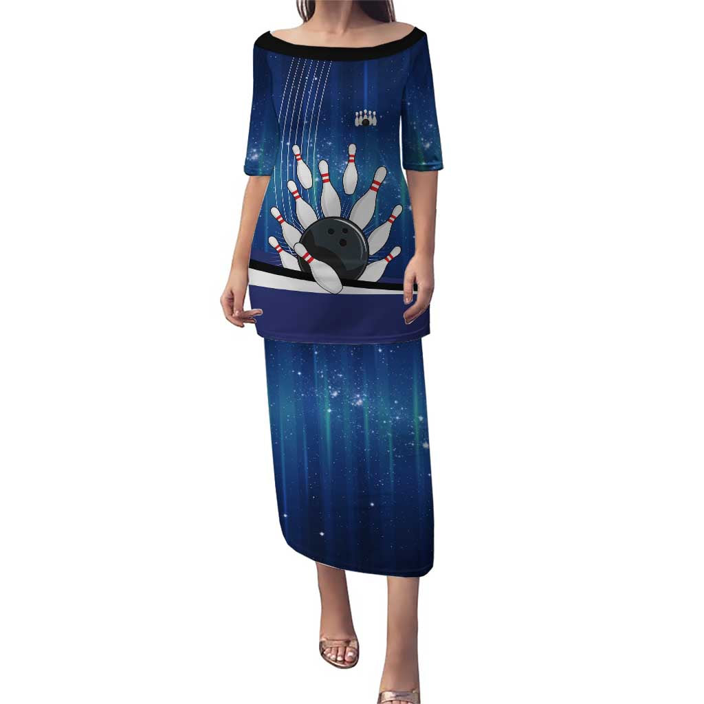 Custom Galaxy Bowling Puletasi with Striking Pins and Ball Design - Wonder Print Shop