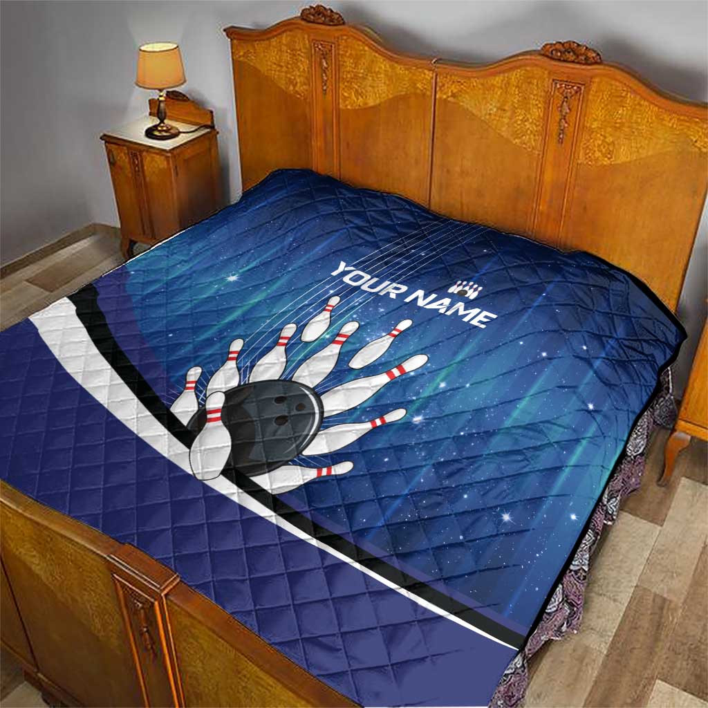Custom Galaxy Bowling Quilt with Striking Pins and Ball Design - Wonder Print Shop