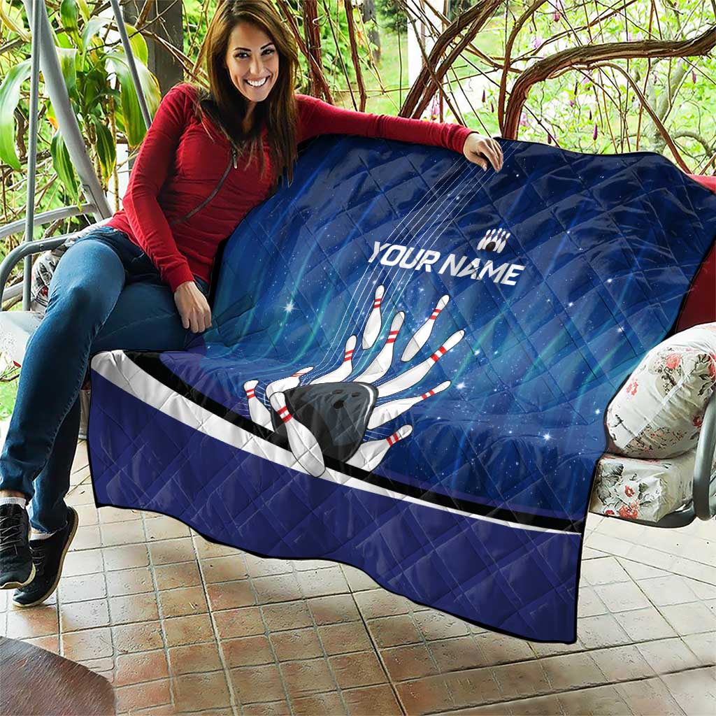Custom Galaxy Bowling Quilt with Striking Pins and Ball Design - Wonder Print Shop