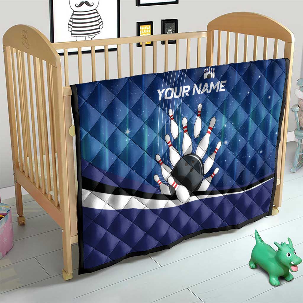 Custom Galaxy Bowling Quilt with Striking Pins and Ball Design - Wonder Print Shop