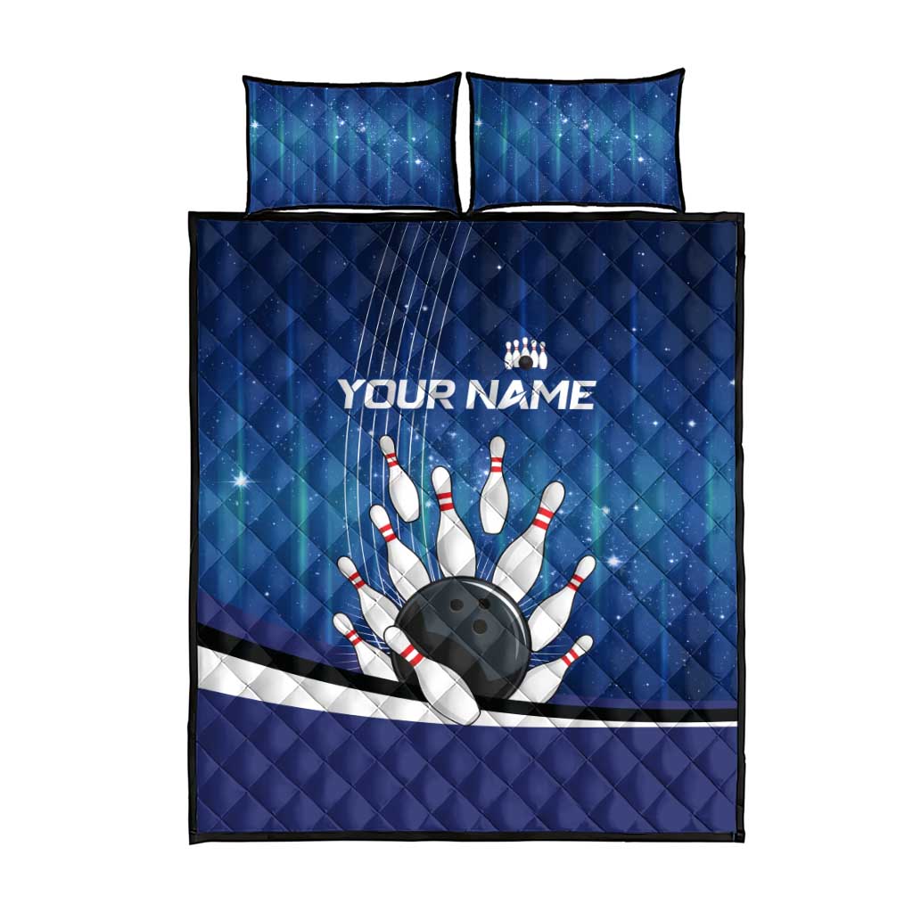 Custom Galaxy Bowling Quilt Bed Set with Striking Pins and Ball Design - Wonder Print Shop