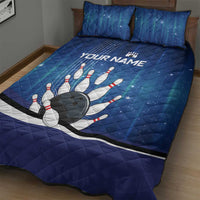 Custom Galaxy Bowling Quilt Bed Set with Striking Pins and Ball Design - Wonder Print Shop