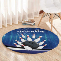 Custom Galaxy Bowling Round Carpet with Striking Pins and Ball Design - Wonder Print Shop