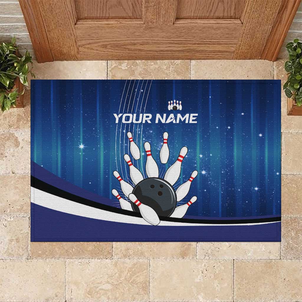 Custom Galaxy Bowling Rubber Doormat with Striking Pins and Ball Design - Wonder Print Shop