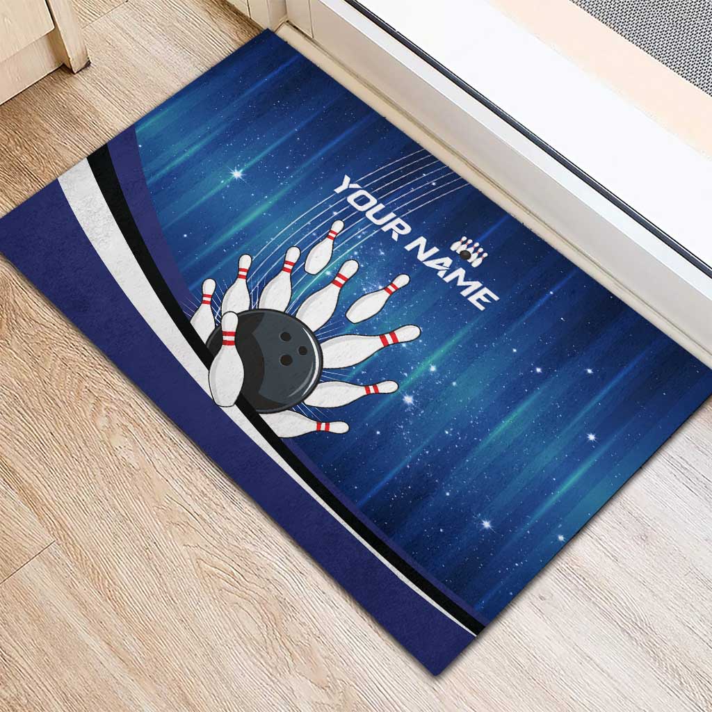 Custom Galaxy Bowling Rubber Doormat with Striking Pins and Ball Design - Wonder Print Shop