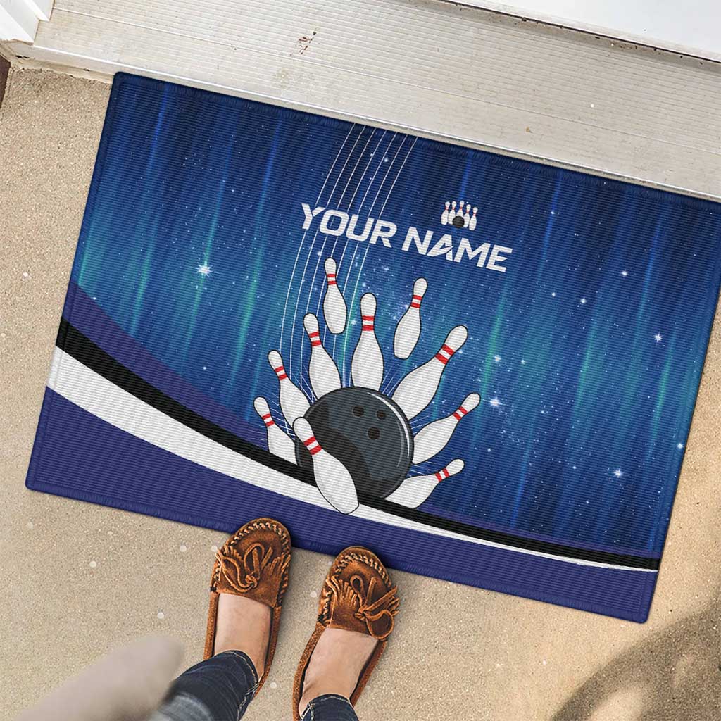 Custom Galaxy Bowling Rubber Doormat with Striking Pins and Ball Design - Wonder Print Shop