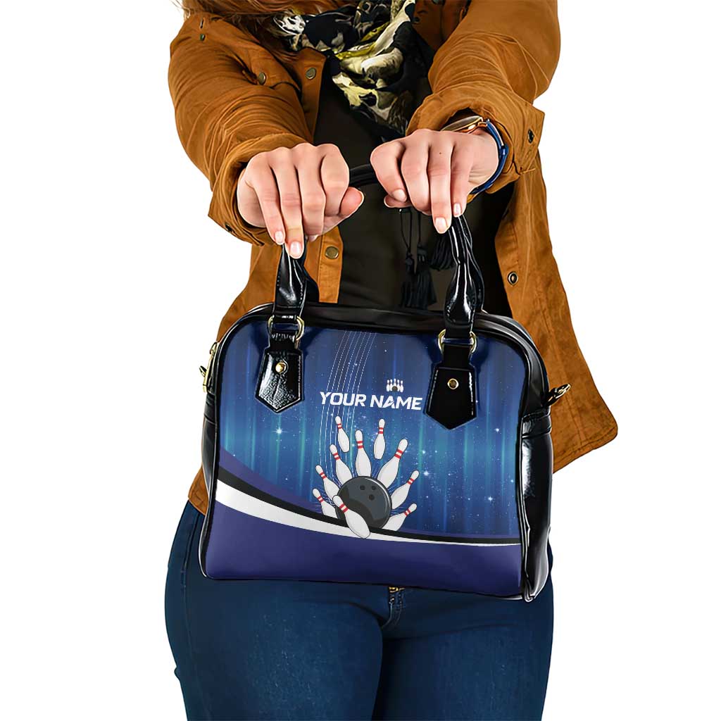 Custom Galaxy Bowling Shoulder Handbag with Striking Pins and Ball Design - Wonder Print Shop