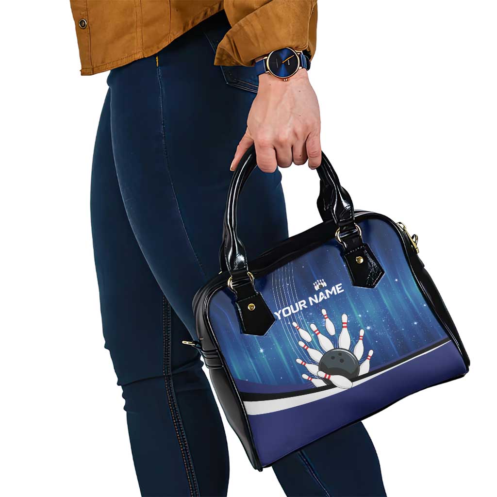 Custom Galaxy Bowling Shoulder Handbag with Striking Pins and Ball Design - Wonder Print Shop