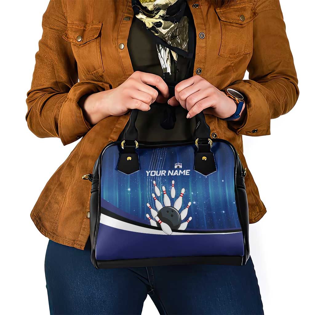 Custom Galaxy Bowling Shoulder Handbag with Striking Pins and Ball Design - Wonder Print Shop