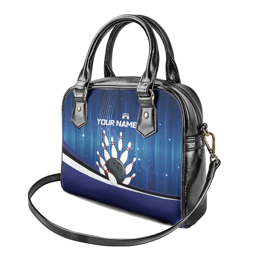 Custom Galaxy Bowling Shoulder Handbag with Striking Pins and Ball Design - Wonder Print Shop