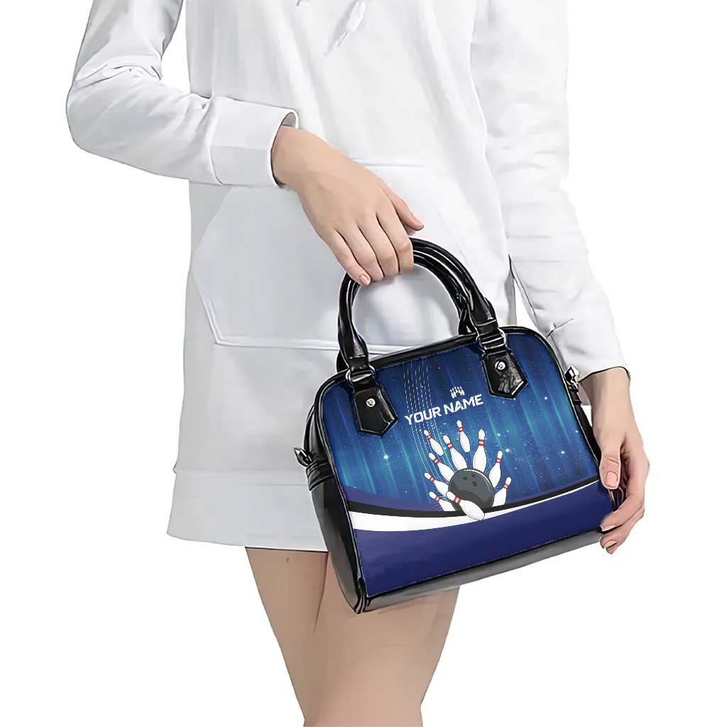 Custom Galaxy Bowling Shoulder Handbag with Striking Pins and Ball Design - Wonder Print Shop