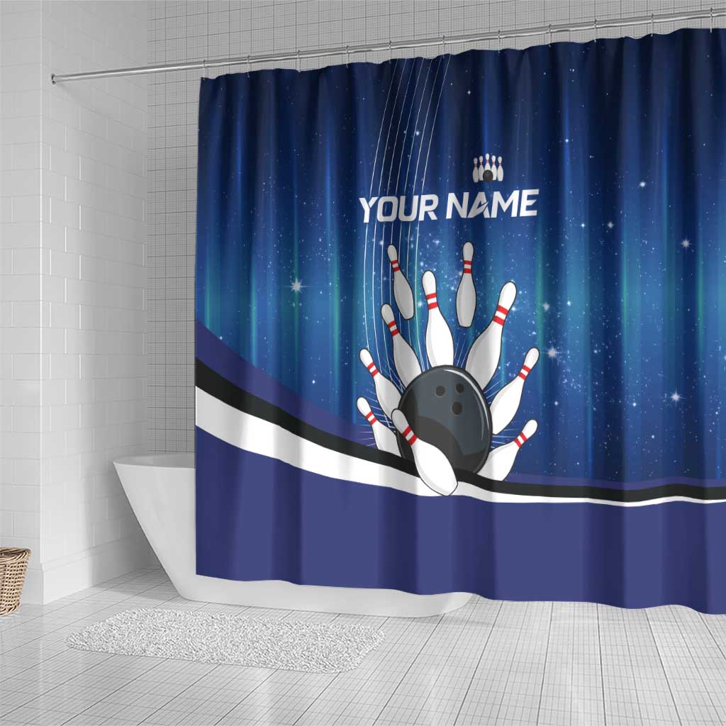 Custom Galaxy Bowling Shower Curtain with Striking Pins and Ball Design - Wonder Print Shop