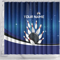 Custom Galaxy Bowling Shower Curtain with Striking Pins and Ball Design - Wonder Print Shop