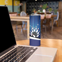 Custom Galaxy Bowling Skinny Tumbler with Striking Pins and Ball Design - Wonder Print Shop