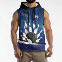 Custom Galaxy Bowling Sleeveless Hoodie with Striking Pins and Ball Design - Wonder Print Shop