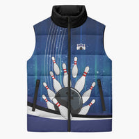 Custom Galaxy Bowling Sleeveless Puffer Jacket with Striking Pins and Ball Design - Wonder Print Shop