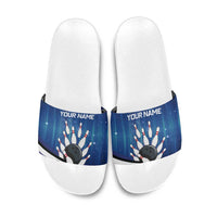 Custom Galaxy Bowling Slide Sandals with Striking Pins and Ball Design - Wonder Print Shop