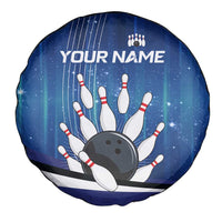 Custom Galaxy Bowling Spare Tire Cover with Striking Pins and Ball Design - Wonder Print Shop