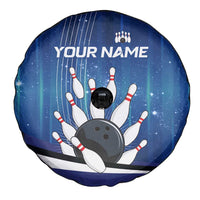 Custom Galaxy Bowling Spare Tire Cover with Striking Pins and Ball Design - Wonder Print Shop