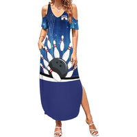 Custom Galaxy Bowling Summer Maxi Dress with Striking Pins and Ball Design - Wonder Print Shop