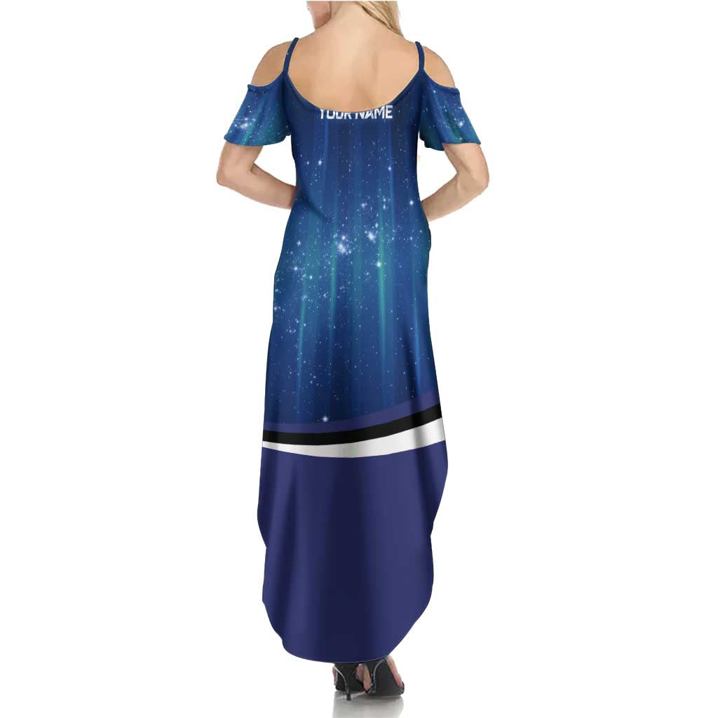 Custom Galaxy Bowling Summer Maxi Dress with Striking Pins and Ball Design - Wonder Print Shop